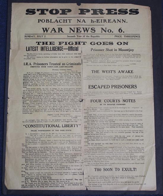 Six copies of Stop Press, Poblacht Na h-Eireann, 19.5in x 15in.